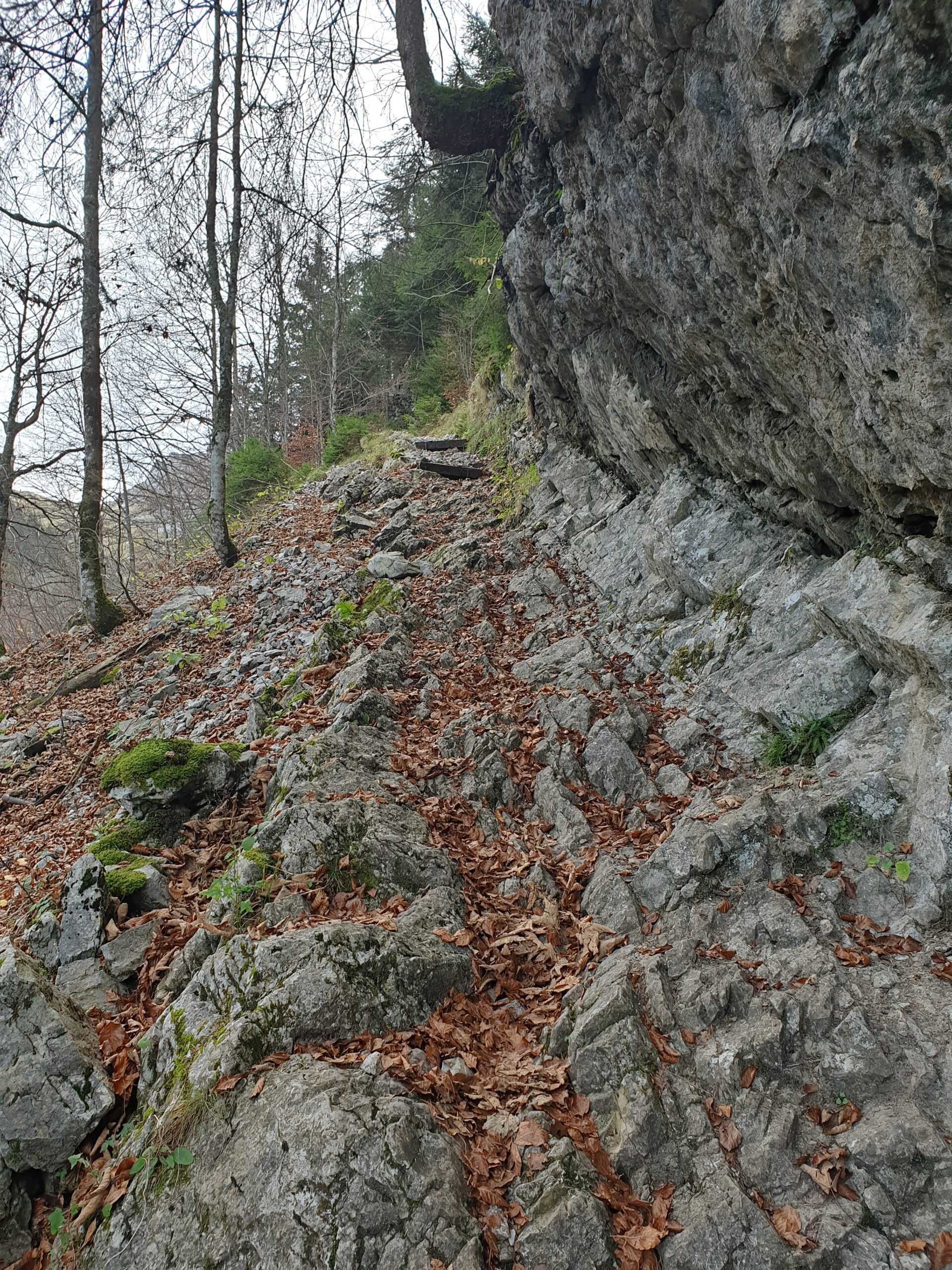 Wanderweg auf Zindelspitz durch Felswand