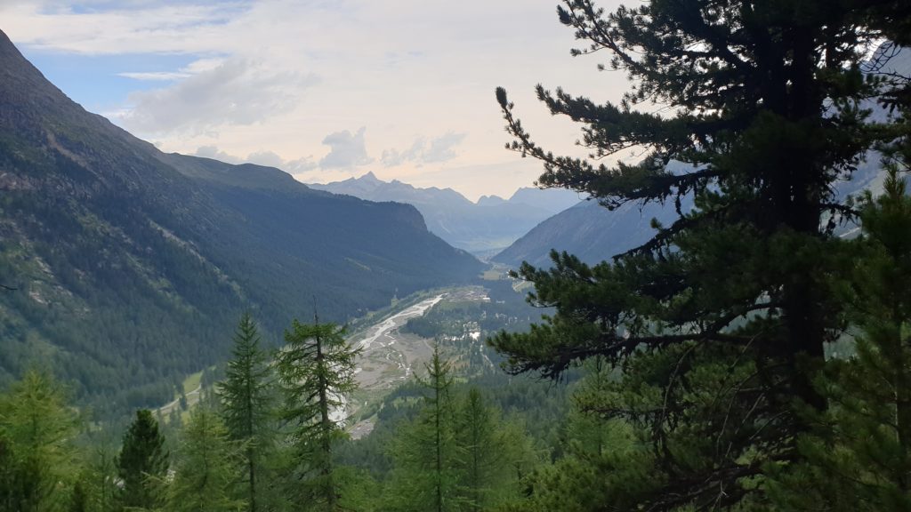 View down into the Val Bernina on the crossing into the Chaputschöl.